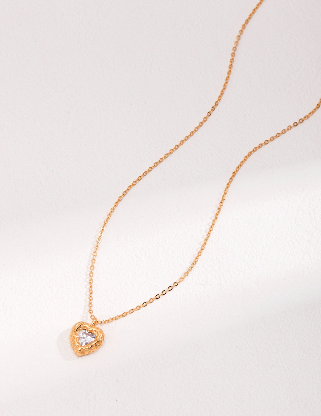 'Beating Heart' 18K gold pendant with pink zircon in heart shape-love story jewelry