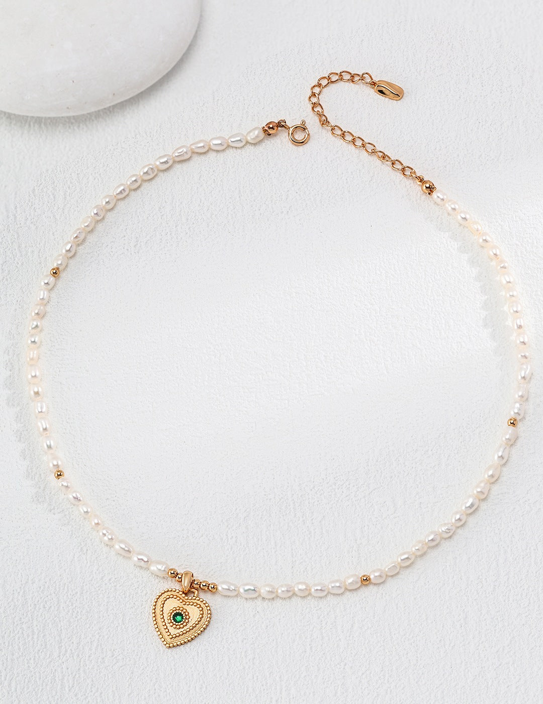 18K gold necklace with a natural pearl heart-shaped pendant-love story jewelry