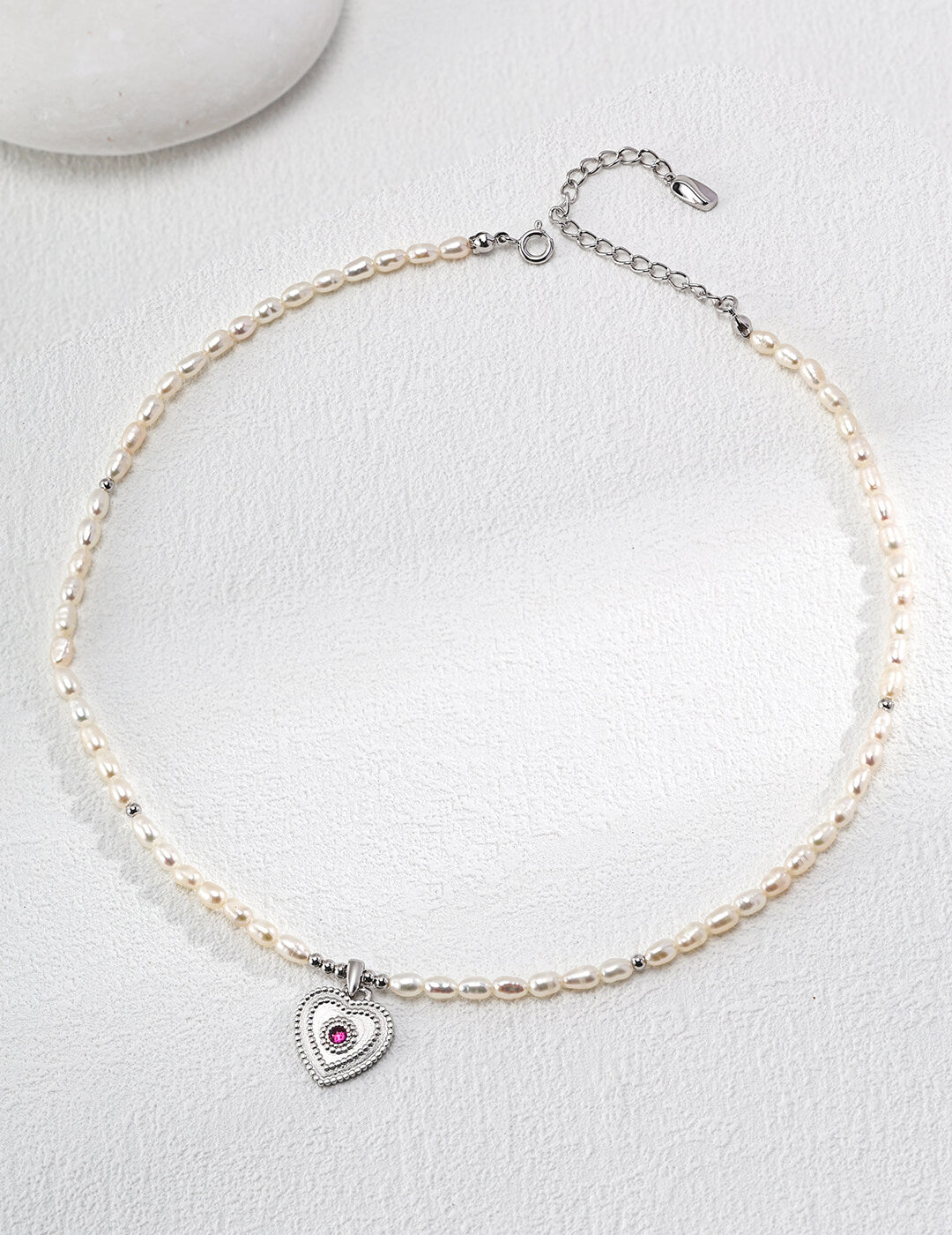 18K gold necklace with a natural pearl heart-shaped pendant-love story jewelry