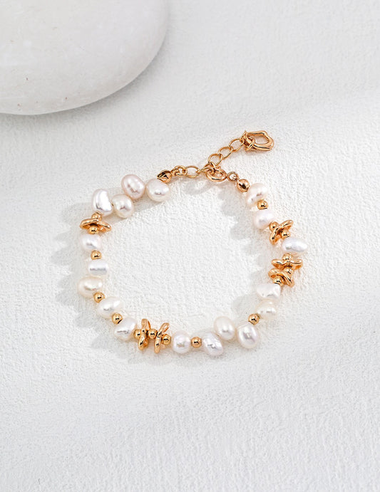 Irregular natural pearl bracelet named 'Angel' with an original, dainty design-love story jewelry