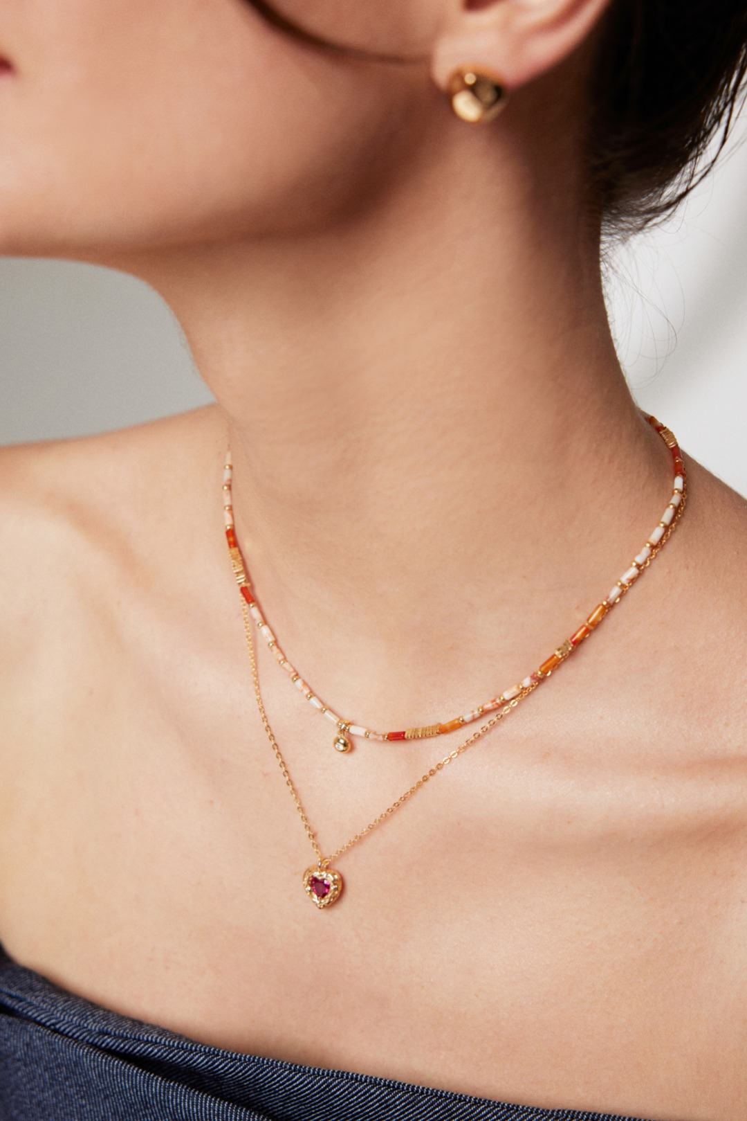 'Beating Heart' 18K gold pendant with pink zircon in heart shape-love story jewelry