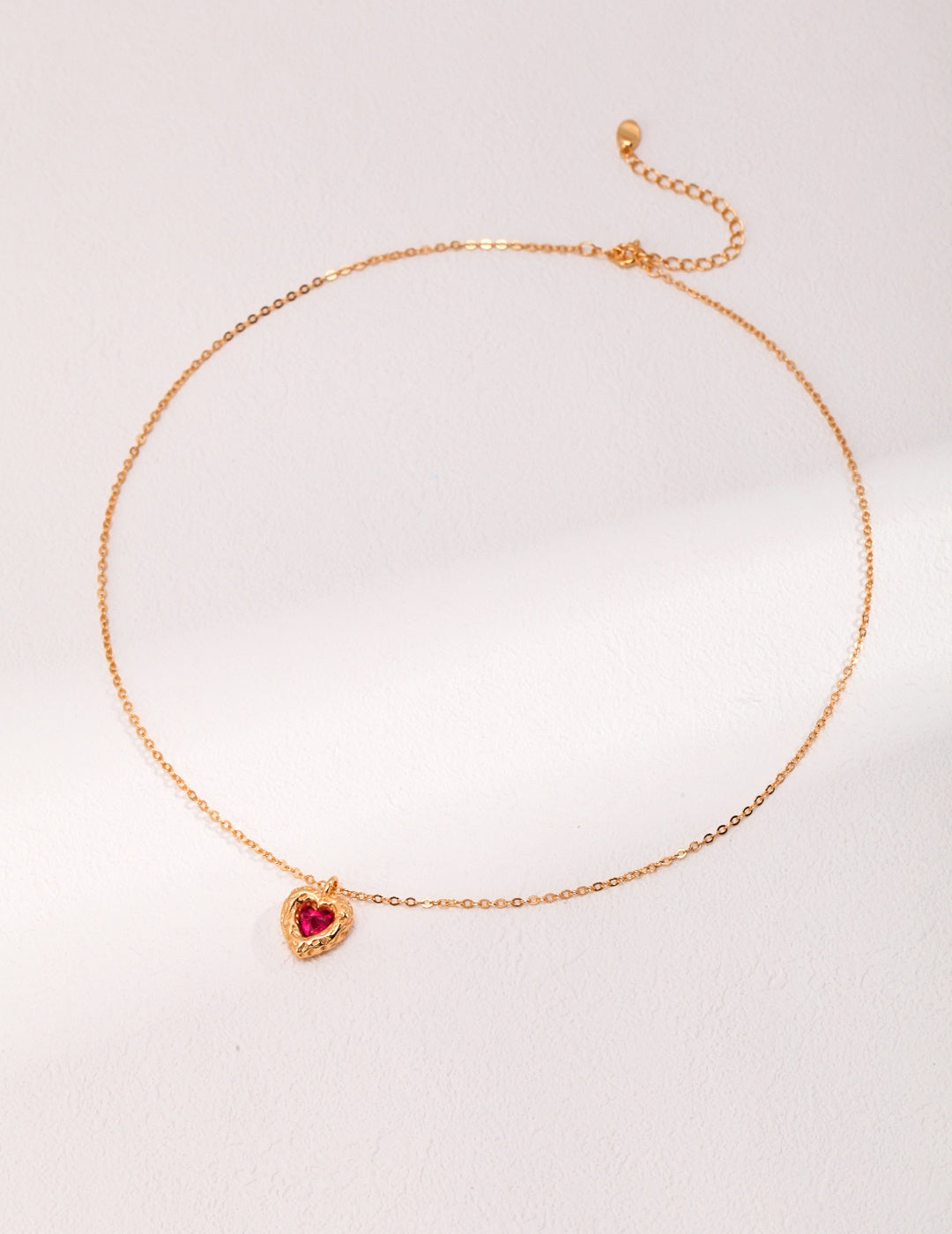 'Beating Heart' 18K gold pendant with pink zircon in heart shape-love story jewelry