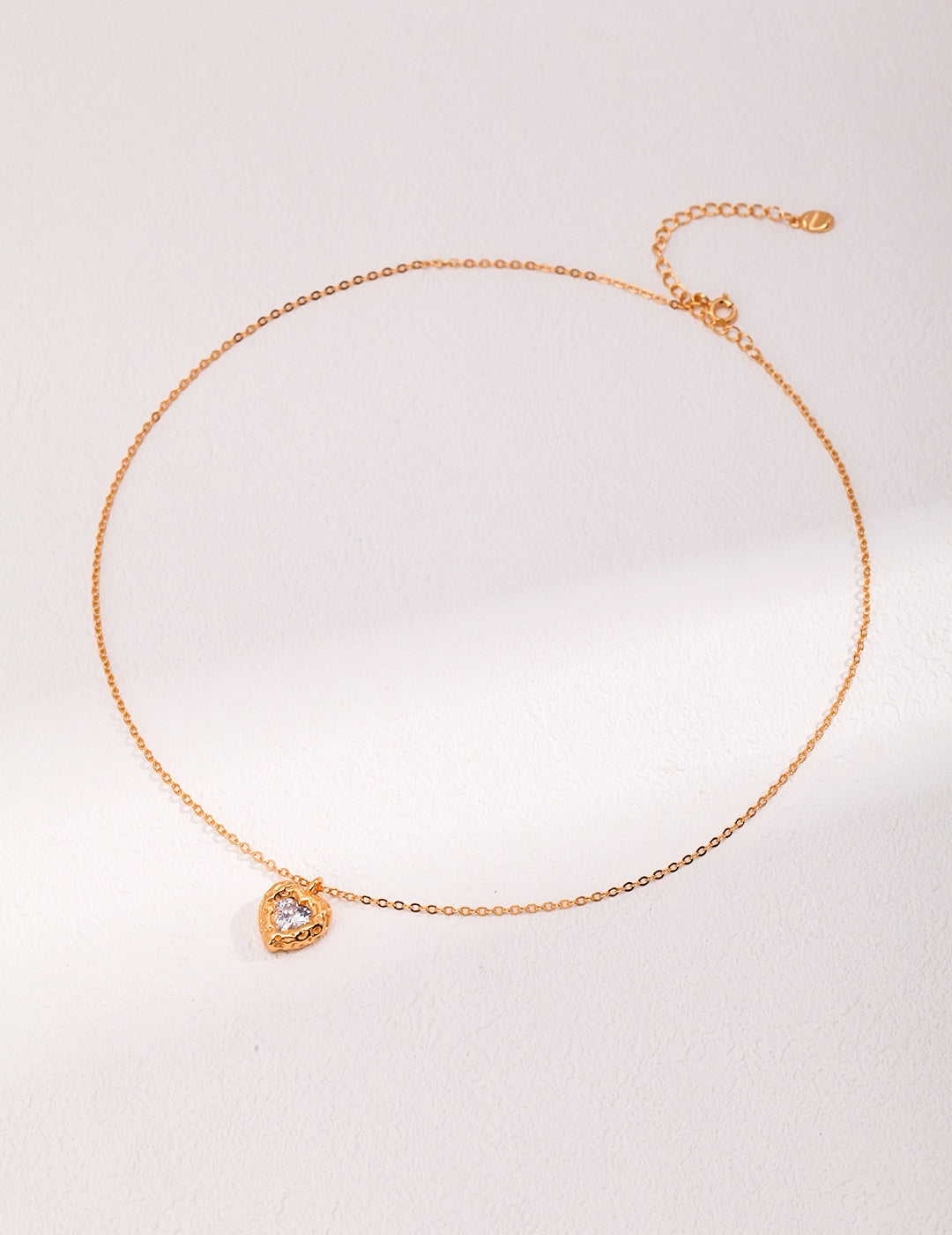 'Beating Heart' 18K gold pendant with pink zircon in heart shape-love story jewelry