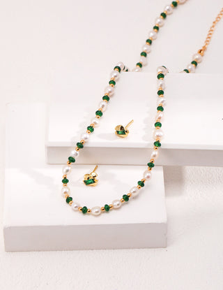Natural Pearl Beads Choker Layer Synthetic Emerald Malachite Bundles Summer Vibe-love story jewelry