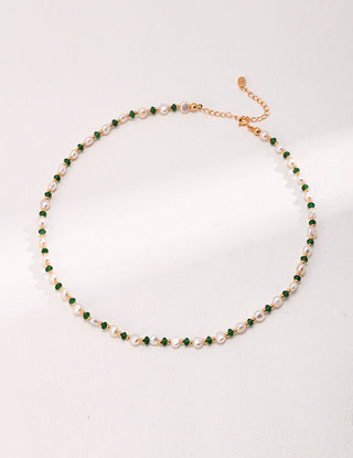 Natural Pearl Beads Choker Layer Synthetic Emerald Malachite Bundles Summer Vibe-love story jewelry