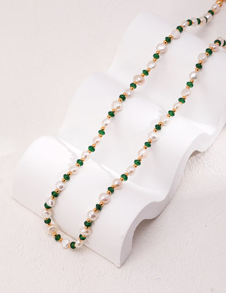 Natural Pearl Beads Choker Layer Synthetic Emerald Malachite Bundles Summer Vibe-love story jewelry