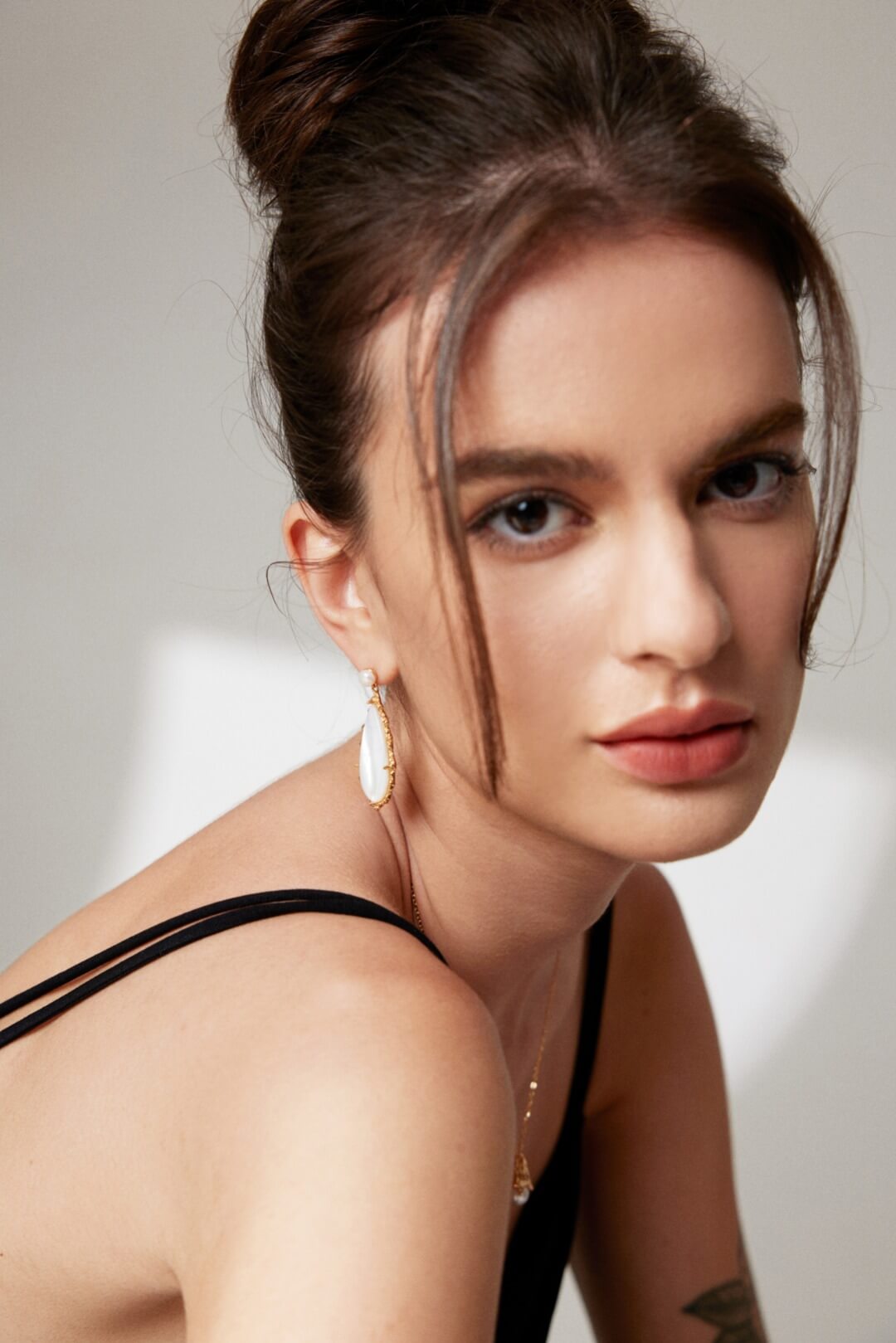 Romantic natural pearl earrings with trochid irregular shape-love story jewelry