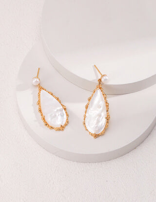 Romantic natural pearl earrings with trochid irregular shape-love story jewelry