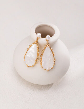 Romantic natural pearl earrings with trochid irregular shape-love story jewelry