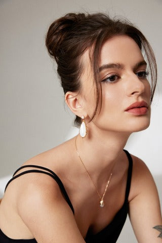 Romantic natural pearl earrings with trochid irregular shape-love story jewelry