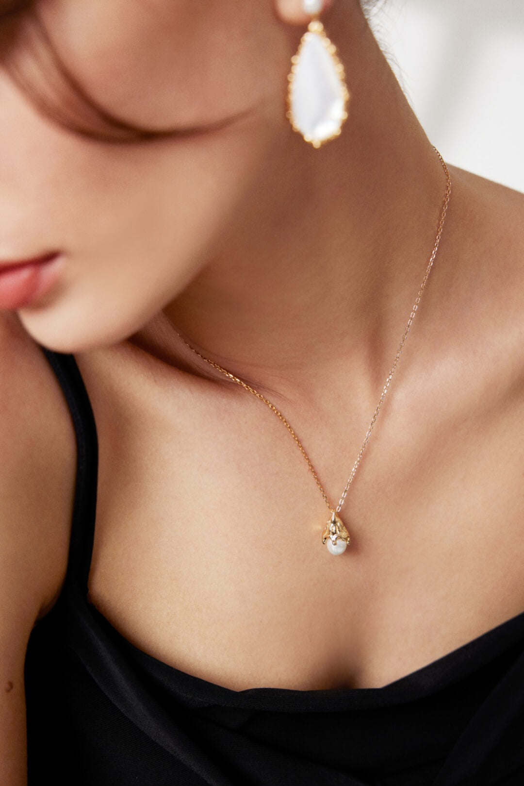 Romantic natural pearl earrings with trochid irregular shape-love story jewelry