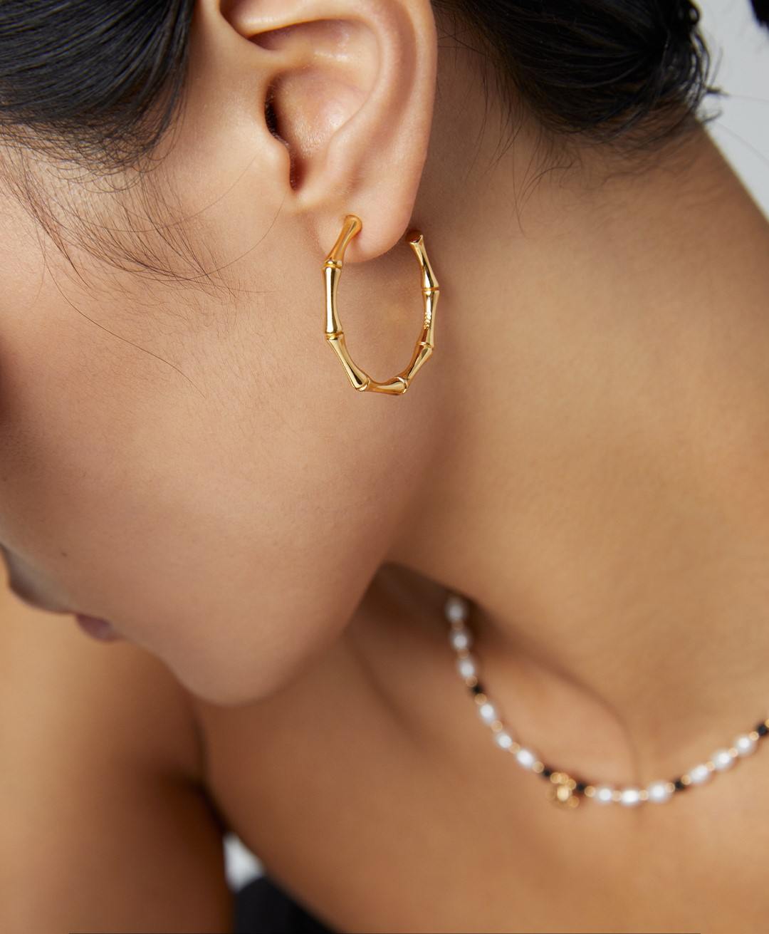 18k gold s925 silver bangle and earrings with bamboo joint design love story jewelry