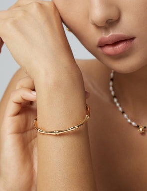 18k gold s925 silver bangle with bamboo joint design love story jewelry