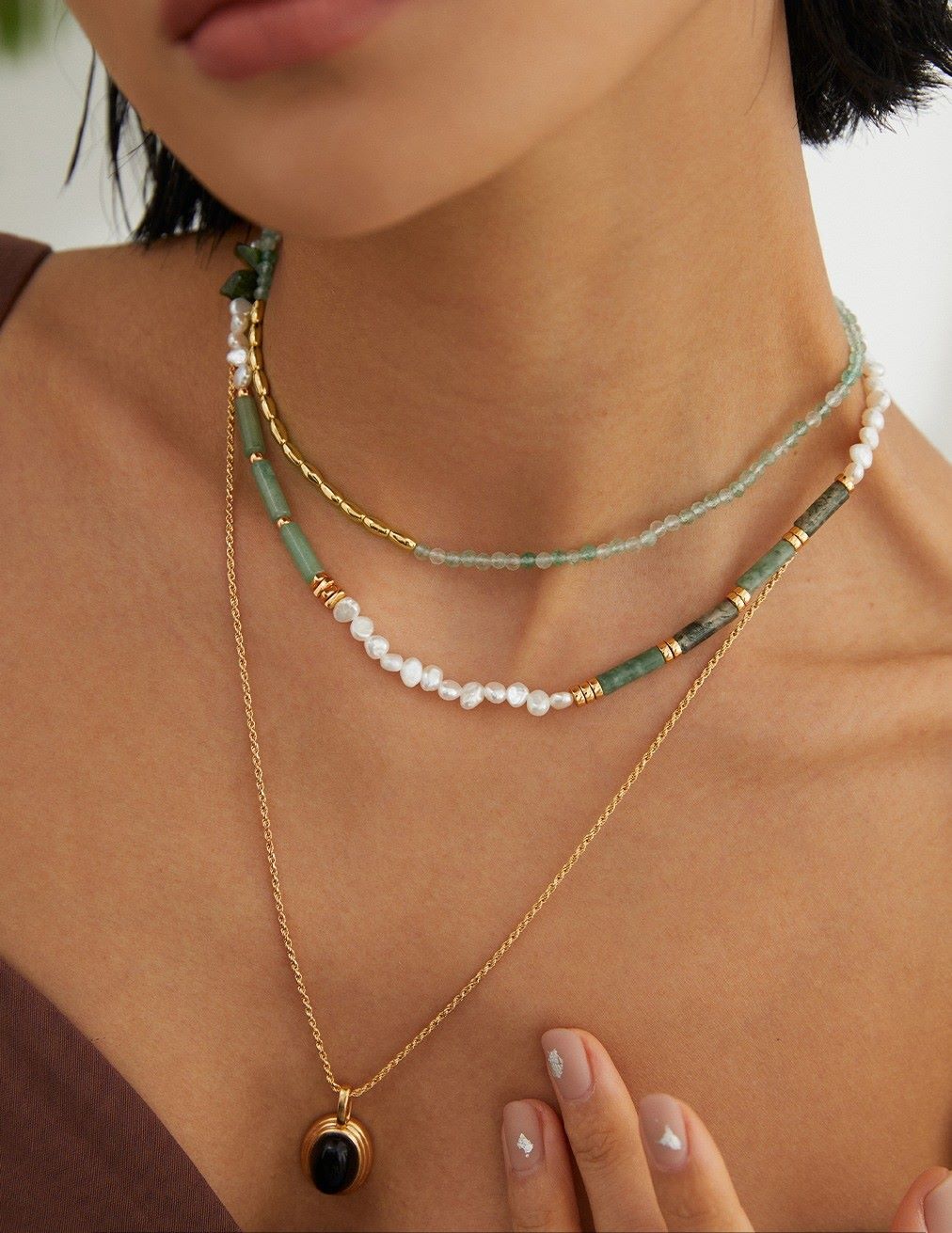 Green strawberry crystal necklace with summer vibe-love story jewelry 