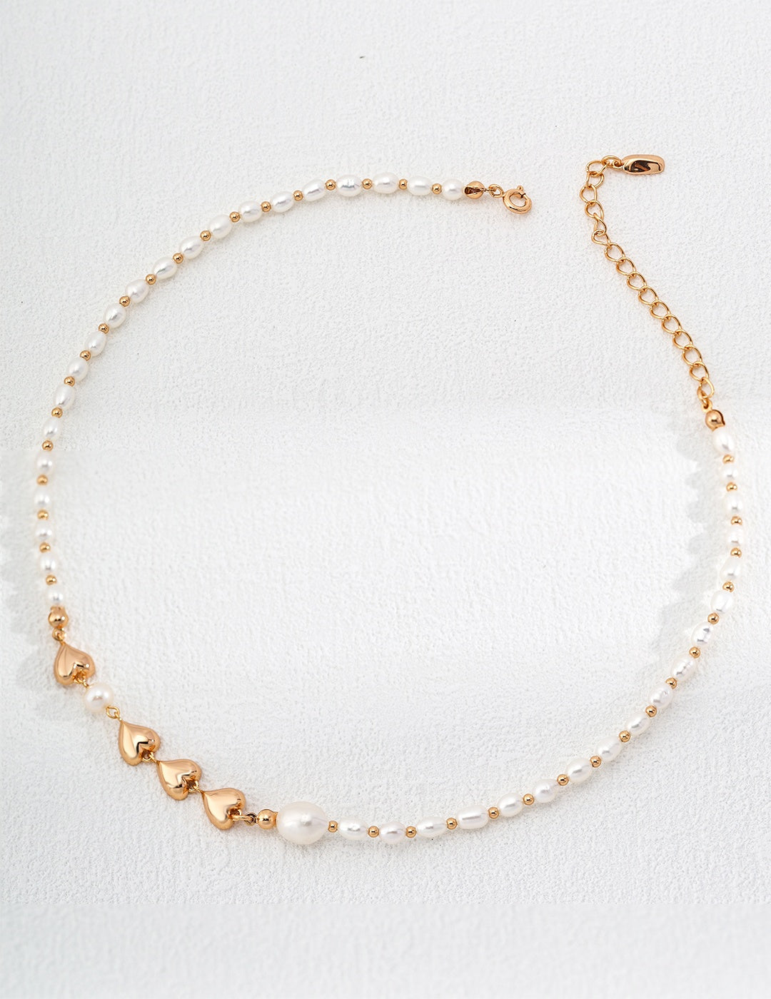18k gold necklace with a natural pearl heart-shaped pendant, chic and dainty-love story jewelry